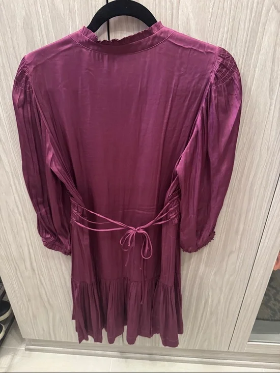 ba&sh Cyriala Plum V-Neck Tiered Mini Dress - Picture 6 of 6